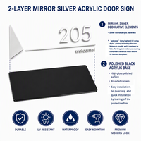 Plaque de porte en acrylique noir élégante personnalisée en usine, utilisation moderne et minimaliste pour les bureaux, les résidences, les hôtels et les appartements