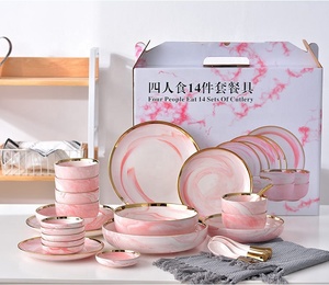 Nordic Tableware <b>Sets</b> Ceramic Dishes and Plates <b>Marbling</b> Household Rice Bowl Giftbox Gilt-edged Ceramic Minimalist Giveaways - Product Image 5