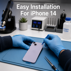 Coque arrière en verre de qualité supérieure OEM pour iPhone 14 14 Plus avec cache de batterie, lentille d'appareil photo et bande magnétique pour réparation - Product Image 5
