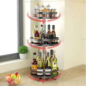 360 ° dönen kozmetik organizatör mutfak depolama tepsisi <span class=keywords><strong>2</strong></span> katmanlı pikap organizatör dönen baharat rafı yuvarlak saklama kabı - Product Image 6
