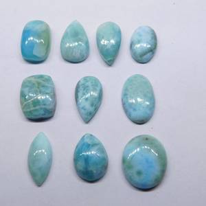 Pierre précieuse Larimar 100% naturelle de forme ovale, cabochon de haute qualité, pierre précieuse en vrac, bleu ciel rare, certifiée, cirée/huileée, vente en gros, OEM - Product Image 2