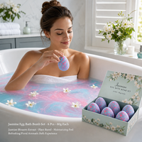 Coffret de 6 bombes de bain personnalisées en forme d'œuf de dragon à l'extrait de jasmin, 80g, à base de plantes, faites à la main, turquoise rose, aromatiques, boîte cadeau OEM
