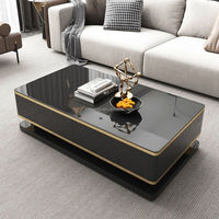 Table Basse MDF Dorée et Noire et Meuble TV Table à Thé Blanche Ensemble de Meubles Modernes pour Salon