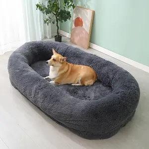 Custom Large XXL Luxury Orthopedic Dog Bed Human Size Waterproof Detachable Washable Donut Shape Soft Material Removable Cover