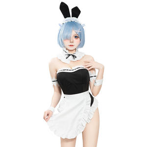 Costume de <span class=keywords><strong>cosplay</strong></span> Ram et <span class=keywords><strong>Rem</strong></span> inspiré de l'anime pour Halloween, tenue de lapin sexy, uniforme de femme de chambre, tenue sexy pour femmes adultes, sous-vêtements sexy - Product Image 5