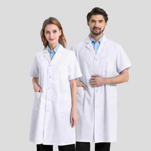 <span class=keywords><strong>Camice</strong></span> da Laboratorio Bianco Personalizzato a Maniche Corte per Uomini, per Medici e Infermieri, Vestibilità <span class=keywords><strong>Slim</strong></span> per Lavoro in Laboratori Alimentari, OEM e Logo Personalizzato - Product Image 1