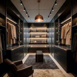 BALOM Armoire sur mesure de luxe, style minimaliste foncé, dressing, meubles de chambre à coucher, organisateur de rangement pour villa - Product Image 4