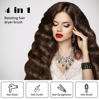 PRITECH Brosse Soufflante Professionnelle Auto-Rotative 1200W, Sèche-Cheveux Ionique Rotatif 38MM, Peigne Coiffant Volumisant pour Salon