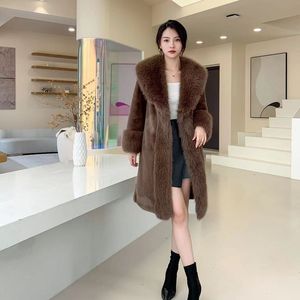 Grossiste Vêtements <span class=keywords><strong>Femme</strong></span> Fourrure Longue <span class=keywords><strong>Grande</strong></span> <span class=keywords><strong>Taille</strong></span> Hiver avec Grand Revers Fausse Fourrure de Renard Manteau d'Hiver <span class=keywords><strong>Femme</strong></span> - Product Image 1