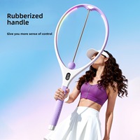 RS Kit d'entraînement de tennis portable avec raquette à LED linéaire colorée et lumineuse, pour jeu solo, pour adultes et enfants, pour l'extérieur