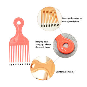 2 tailles de médiator en plastique à dents larges Peigne <span class=keywords><strong>afro</strong></span> pour cheveux bouclés Peigne pour cheveux longs bouclés et épais Perruques et barbes - Product Image 2