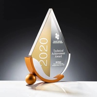 Trophées en cristal de haute qualité de nouvelle conception ADL Metal, forme de goutte d'eau, trophées personnalisés avec logo