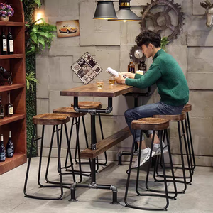 Mesa de <span class=keywords><strong>Bar</strong></span> Comercial de Madera Maciza Industrial, Forma Oblonga, Multifuncional, Fácil de Limpiar, para Cafeterías, Bares de Té con Leche y Parques - Product Image 3