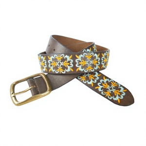 Ceinture Polo en Cuir Rayé Décontractée Equipro avec Boucle Carrée en Alliage, Design Brodé Durable, Moulage Monobloc, Largeur 3,5 cm - Product Image 1