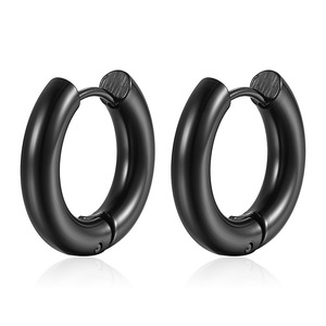 Boucles d'oreilles créoles minimalistes en acier inoxydable plaqué or PVD 18 carats bicolore pour femmes et hommes |   Hypoallergénique et inaltérable - Product Image 6