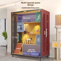 Villa pour chat de luxe respirante de style grille pour usage domestique, très grande, en bois, à concept ouvert, lit/abri pour chat