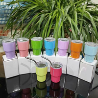 Diskon besar 2oz 3oz Tumbler Mini vakum baja tahan karat cangkir dinding ganda Tumbler gelas minum dengan tutup sedotan