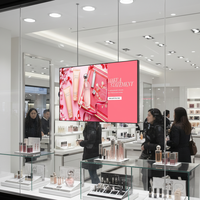 Affichage LCD pour vitrine de magasin suspendu, ultra-fin, haute luminosité, affiche numérique double face, structure entièrement métallique, publicité