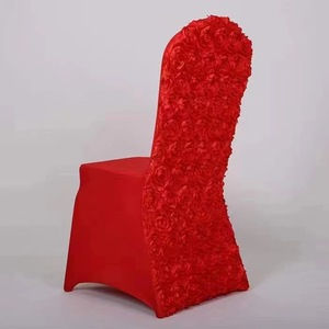 Espessado Rose Stretch Decoração Do Casamento Cadeira Tampa Flor Seat Covers Para A Cadeira Do Banquete Do Casamento - Product Image 1