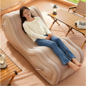 <b>Inflatable</b> <b>Sofa</b> with Built-in Pump, Portable Waterproof Flocked PVC for Camping Beach Outdoor - Product Image 4