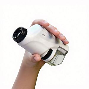 Kit de microscope de poche miniature 60-120x, microscope de laboratoire portable alimenté par piles, lumière LED blanche, ABS/métal, outil scientifique pour enfants de 5 à 7 ans - Product Image 1