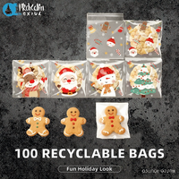 100 pièces de sacs autocollants durables en PE OPP recyclables de cinq types différents, épaisseur 0,16 mm, pour bonbons, chocolat, collations, pâtisserie