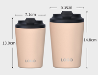 Thermos à café moderne en acier inoxydable 304 avec couvercle à rabat anti-fuite, 12 oz, design personnalisé, isolation thermique de 6 à 12 heures