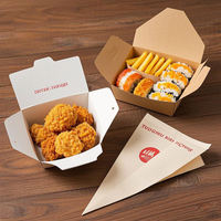Caja de Almuerzo Plegable Desechable Ecológica de Papel Kraft Marrón, Resistente a Grasa y Aceite, para Catering, Personalizable, para Fideos