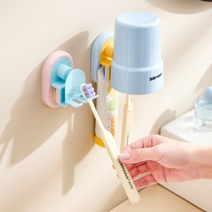 Supports de brosses à dents créatifs à ventouse avec logo personnalisé et gobelets pour brosses à dents, accessoires de salle de bain, ensemble de supports pour gobelets de bain de bouche - Product Image 4