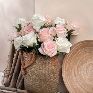 ดอกกุหลาบประดิษฐ์ CallaFloral ก้านเดี่ยว สีชมพูขาว ตกแต่งภายในบ้าน งานแต่งงาน ฉากหลังถ่ายภาพ - Product Image 1