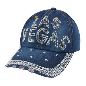 Casquette de baseball structurée sportive personnalisée avec logo LAS VEGAS en strass, fermeture réglable, performance extérieure, sergé de coton - Product Image 6