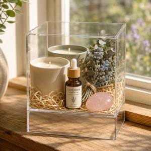Scatola Regalo Decorativa <span class=keywords><strong>in</strong></span> Acrilico Trasparente Spessore 3-5mm, Confezione per Matrimoni, Contenitore per Ufficio con <span class=keywords><strong>Base</strong></span> Bianca, Vendita all'Ingrosso - Product Image 6