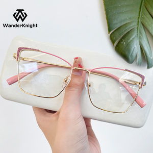 <span class=keywords><strong>2026</strong></span>年レディースファッショナブルTR90光学キャットアイフルリム眼鏡光沢ダイヤモンドフレームカジュアルリーディングアイウェア卸売6965 - Product Image 2