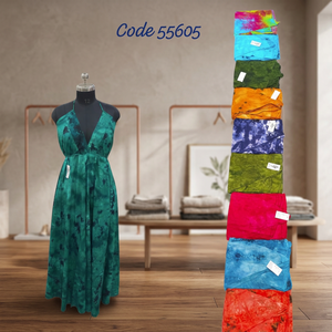 Vestido maxi de rayón con estampado tie-dye, ropa de mujer, vestido de moda, vestido de rayón al por mayor, talla única, vestidos maxi boho de la India. - Product Image 3