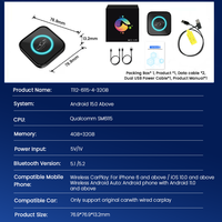 PlayAiBox Android 15 Boîtier CarPlay sans fil Qualcomm 6115 4+32 Go pour YouTube/Netflix, prend en charge l'écran partagé et la mise en miroir