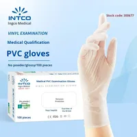 Gants jetables en PVC INTCO, antidérapants, sans poudre, manchette droite sous les doigts, sans silicone, pour clinique dentaire, transformation alimentaire