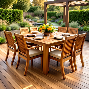 Modern Outdoor Garden <b>Dining</b> Chairs with Cushioned Seats and Saber Legs Solid Teak <b>Armchairs</b> for Patio Deck & Yard - Product Image 3