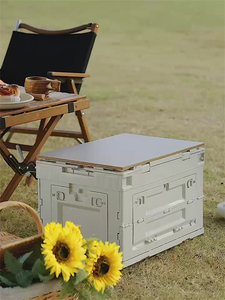 折りたたみ式木製卓上付き屋外キャンプ折りたたみ式クレート折りたたみ式プラスチック収納ボックス - Product Image 6