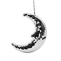 Décoration suspendue en forme de croissant de lune rétro disco en mousse écologique de haute qualité, fabriquée à la main, moderne, réfléchissante pour les fêtes