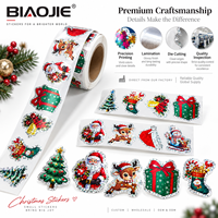 Stiker Natal Die-Cut untuk Scrapbook, Pembungkus Kado, Kartu, Dekorasi Liburan, Santa, Manusia Salju, Pohon, Stiker Tahan Air