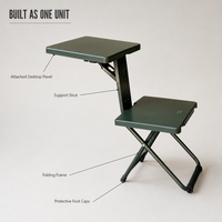 Chaise pliante avec table intégrée, portable, pour le camping, les pique-niques, l'étude, la lecture en extérieur
