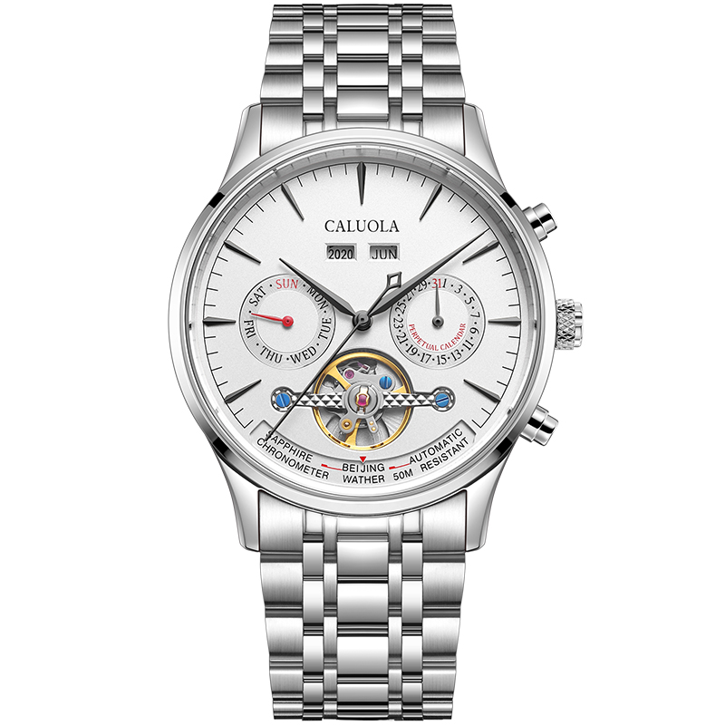 White dial with steel strap