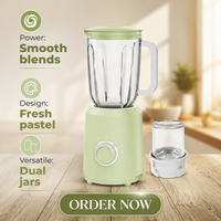Extracteur de jus électrique de luxe avec pot en verre de 1,5 L, broyeur en acier inoxydable, étanche, 400 W, pour smoothies, usage domestique et hôtelier
