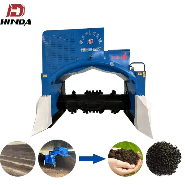 HIDNA fully hydraulic crawler compost machine rotates and throws compost without dead corners