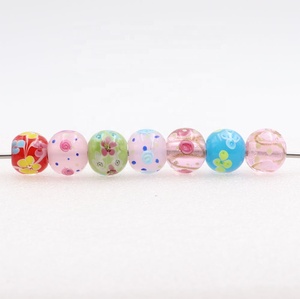 Vente en gros de 5mm plein trou fleur perles focales faites à la main 20mm rond cristal perles de verre au chalumeau pour le Japon <span class=keywords><strong>Kimono</strong></span> perles de ceinture - Product Image 5
