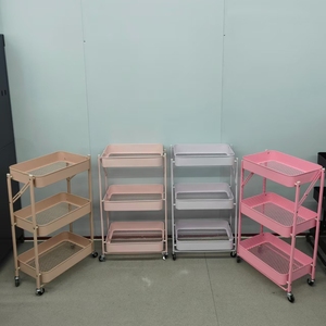 Estante de almacenamiento de acero plegable de instalación gratuita, carro pequeño para cocina y <span class=keywords><strong>organizador</strong></span> doméstico, soporte para espacio de armario - Product Image 4