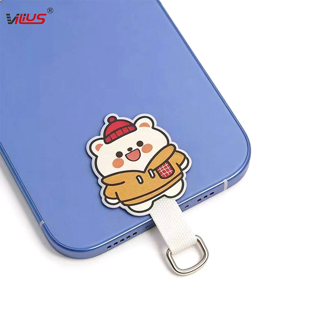 Durable Universal Cute Cartoon Phone Lanyard Tab Tether Patch Anti-lost Mobile Phone Connector Gasket for All Smartphone Cases