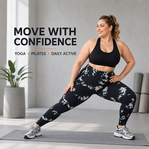 Leggings de yoga grande taille pour femmes, tie-dye, taille haute, effet ventre plat, extensibles dans les 4 sens, pour l'entraînement, la course et la gym - Product Image 1