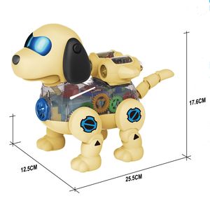 Bonito Design Transparente Cão Elétrico Brinquedo com Engrenagem Inteligente Inovação Andando Robô Brinquedo com Luz e Som Elétrico Animais De Estimação - Product Image 3