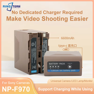 Sortie USB 6600mAh pour batterie NP-F970 <span class=keywords><strong>Sony</strong></span> avec indicateur d'alimentation LED Compatible F960 F970 F550 F570 F750 F770 MC1500C 190P - Product Image 2